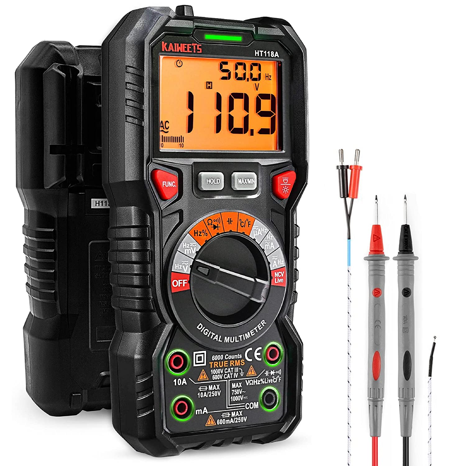 Kaiweets HT118A Auto-ranging Digital Multimeter $14 (Free shipping with Prime) after coupon and promo code