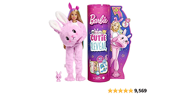 Barbie Cutie Reveal Doll, Bunny Plush Costume, 10 Surprises Including Mini Pet & Color Change - $12.99