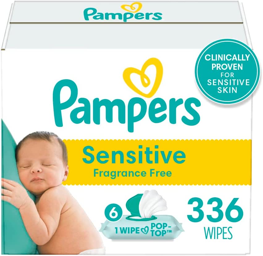 Buy 2 - Sensitive Water Based Baby Diaper Wipes, Hypoallergenic and Unscented, 6 Pop-Top Packs, 336 Total Wipes (Packaging May Vary) - $18.70