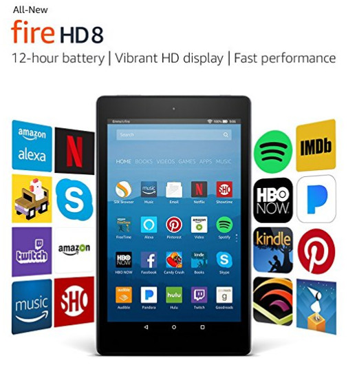 Fire HD 8 Tablet with Alexa, 8" HD Display, 16 GB, Black $49.99