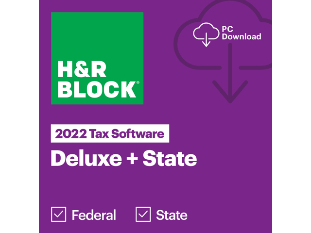 H&R Block 2022 Deluxe + State Win Tax Software Download - $44.95