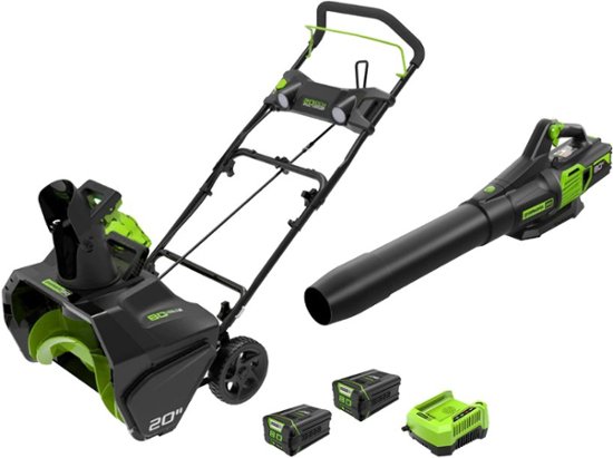 Greenworks - 80V 20” Snow Blower, and 730 CFM Handheld Blower - 2-Piece Winter Combo Kit with (2) 4.0 Ah Batteries & Rapid Charger - Green $549.99