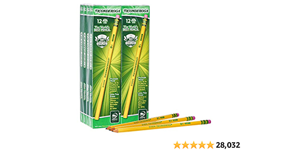 TICONDEROGA Pencils, Wood-Cased, Unsharpened, Graphite #2 HB Soft, Yellow, 96-Pack (13872) - $8.47