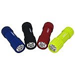 Dorcy 19-Lumen Weather Resistant LED Flashlight with Lanyard, 4-Pack, Assorted Colors For $4.99