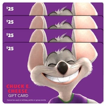 Costco: Chuck E. Cheese Four Restaurant $25 E-Gift Cards - $65.00