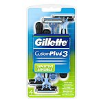 4-Ct Gillette CustomPlus 3 Men's Disposable Razor (Sensitive) $2.25 w/ S&amp;S + Free S&amp;H