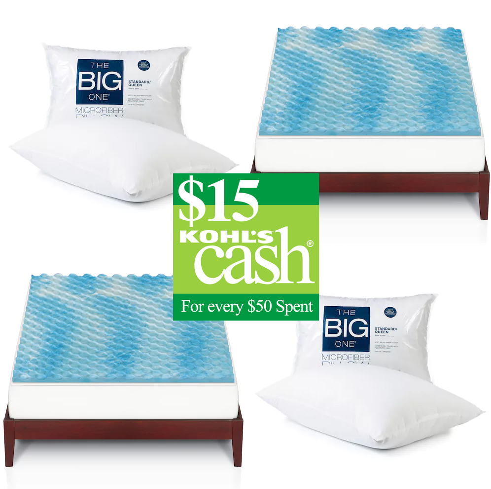 2x The Big One Gel Memory Foam Toppers 2x Pillows 15 Kc