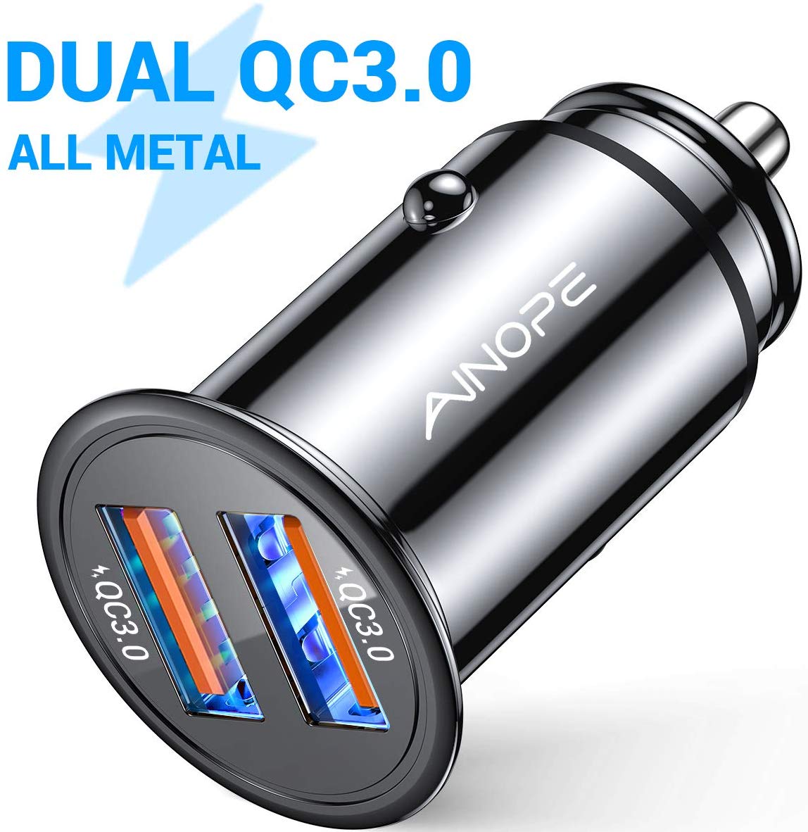 AINOPE mini metal dual QC3.0 USB car charger 36W/6A - $7.44 + FSSS