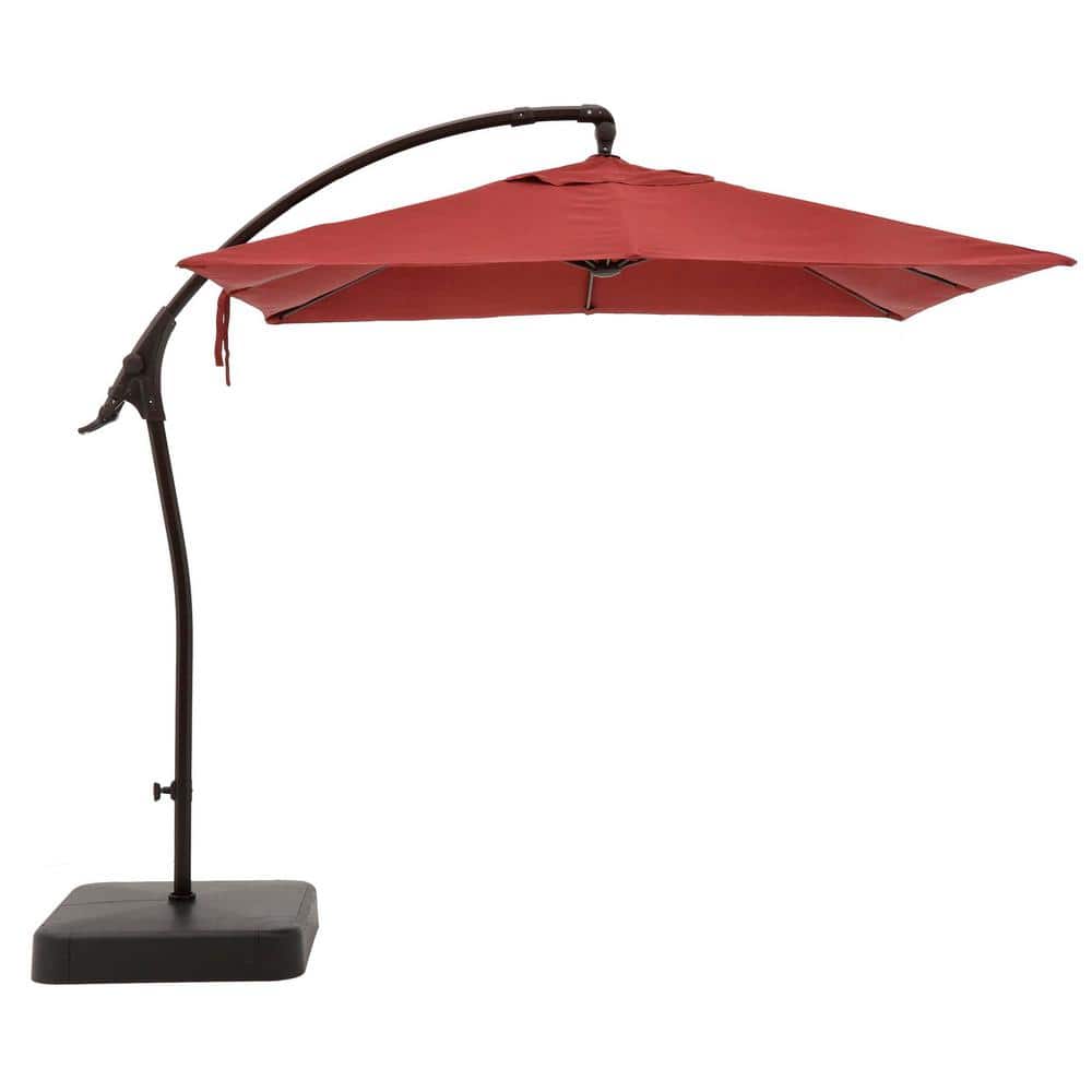 Hampton Bay 8 ft. Square Aluminum and Steel Cantilever Offset Outdoor Patio Umbrella in Chili Red $199