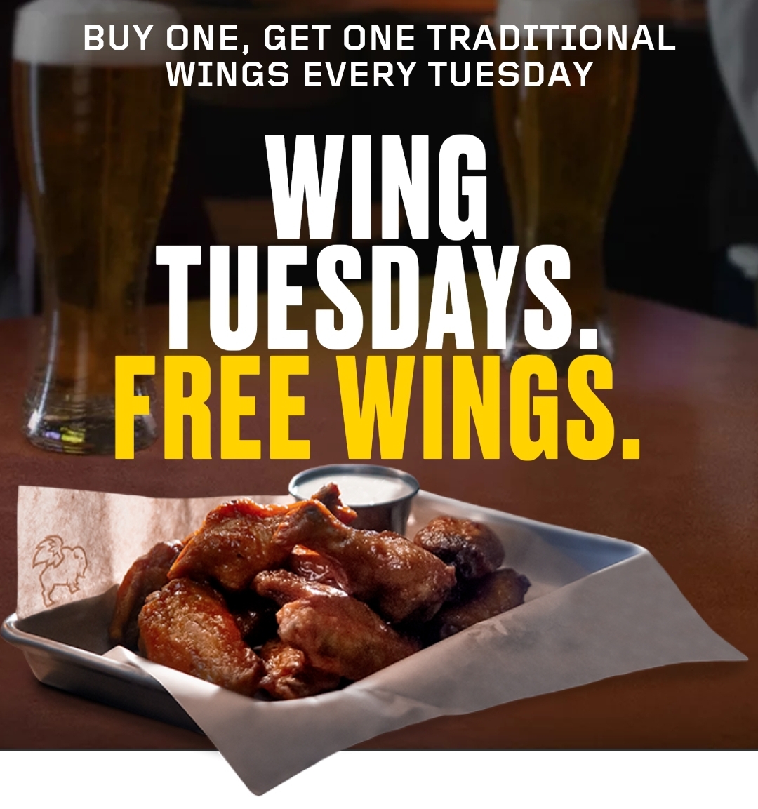 Chicken WingS Buy 1 get 1 FREE for this National Chicken Wing Day