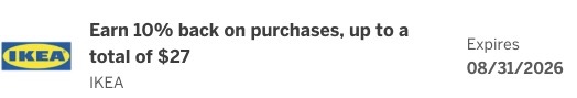 [YMMV] - AMEX IKEA Offer  10% back as a statement credit after using your enrolled eligible Card