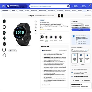 Garmin v&iacute;voactive 5, Health and Fitness GPS Smartwatch, AMOLED Display, Up to 11 Days of Battery, Black $190.99