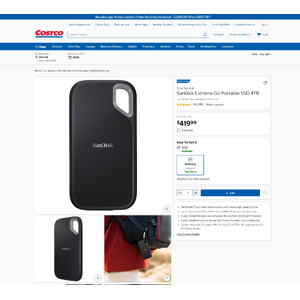 [Costco Members] - SanDisk Extreme Go Portable SSD 4TB $419.99