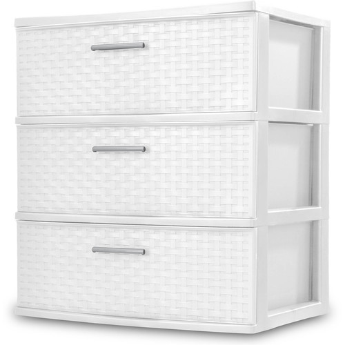 Sterilite 3 Drawer Wide Weave Tower Whitesterilite 3 Drawer Wide