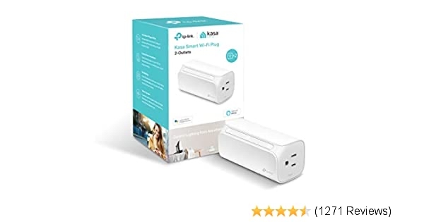 Kasa Smart Plug by TP-Link, Dual Outlet Smart Home Wi-Fi Socket works with Alexa, Echo, Google Home & IFTTT, No Hub Required, Remote Control, 15 Amp, UL Certified (HS107)