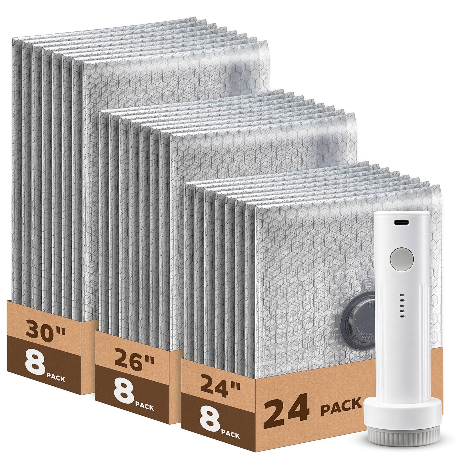 Amazon – 24-Pack Vacuum Storage Bags w/ Rechargeable Pump - $18.99