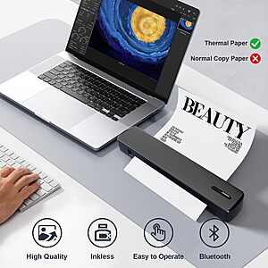 Inkless Portable Wireless Thermal Printer (TAGZILO C80) – $34.99 (50% Off