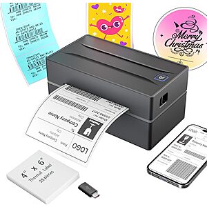 50% Off NULLTONEX Bluetooth 4x6 Thermal Shipping Label Printer (iPhone/Android/Windows/Mac) - $28.31