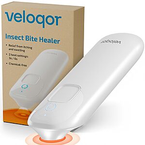 Veloqor Mosquito Bite Relief Tool w/ Dual Heat Modes & Night Light