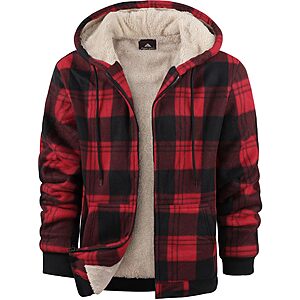 ZITY Men's Sherpa-Lined Plaid Full-Zip Hoodie from $19.80 
