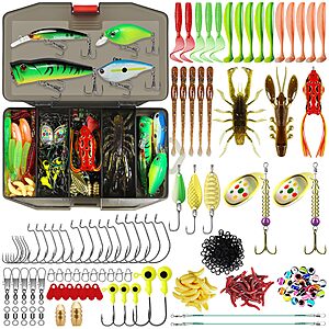 128-Pc TRUSCEND Tackle Box Kit w/ Lures, Baits, Hooks & More