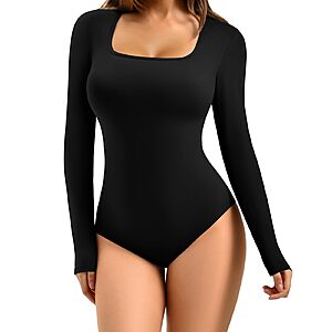 Amazon – CADITEX Women's Long-Sleeve Square-Neck Bodysuit - $5.39 w/ Code