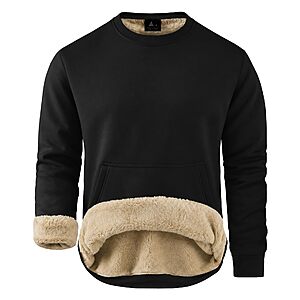 ZITY Men's Sherpa Fleece-Lined Crew Neck Sweatshirt w/ Kangaroo Pocket $19.45 + Free S&H