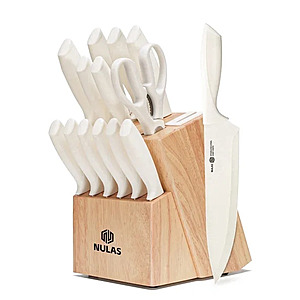 Walmart – NULAS 14-Pc Knife Block Set w/ Built-in Sharpener, Cream - $28.99 w/ Coupon