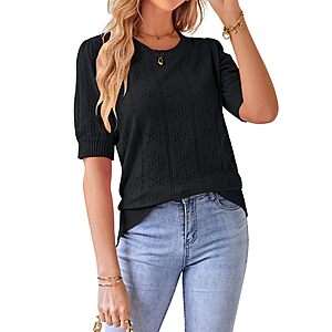 GRACE KARIN Women's Puff Short Sleeve Knit Top