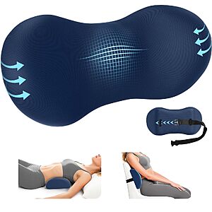 Amazon – SweetSlubr Lumbar Support Pillow, Navy Blue - $13.59 w/ Code
