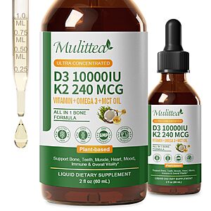 Amazon – Mulittea 2-Pack Vitamin D3 + K2 Liquid - $13.47 w/ Code