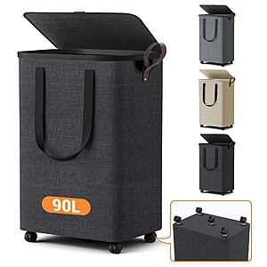 Amazon – SmartKempt 90L Rolling Laundry Basket w/ Lid - $20.79 w/ Code