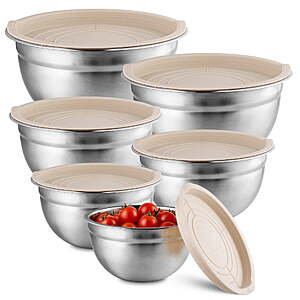 Walmart – NULAS 6-Piece Stainless Steel Mixing Bowl Set w/ Lids - $15.79 w/ Code