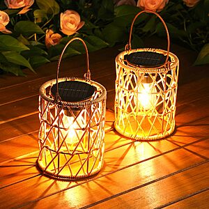 Amazon – KOOPER 2-Pack Solar Rattan Lanterns - $11.95–$20.23 w/ Code