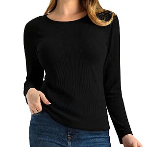 Amazon – Leafigure Women's Ribbed Long-Sleeve Crewneck Top - $3.49–$4.99 w/ Code