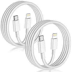 2-pk 6' APFEN USB C to Lightning Cables MFi Certified