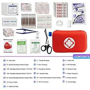 First Aid Kit 277PCS Car Home Camping Essentials Red Emergency Kit YIDERBO