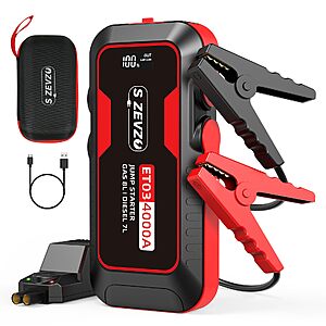 S ZEVZO ET03 Car Jump Starter 4000A Jump Starter Battery Pack for Up to 8.0L Gas and