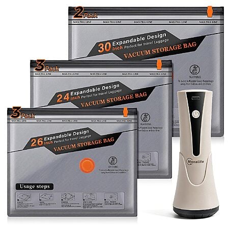 Amazon – Monalife 8-Pack Travel Vacuum Bags w/ Electric Pump - $17.49 w/ Code