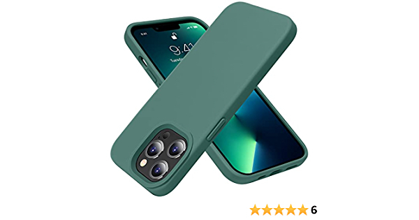 OTOFLY iPhone 13/13 Pro Case, Liquid Silicone Slim Protective Shockproof Phone Case Cover with Anti-Scratch Microfiber Lining, 6.1 inch, Midnight Green - $3.19