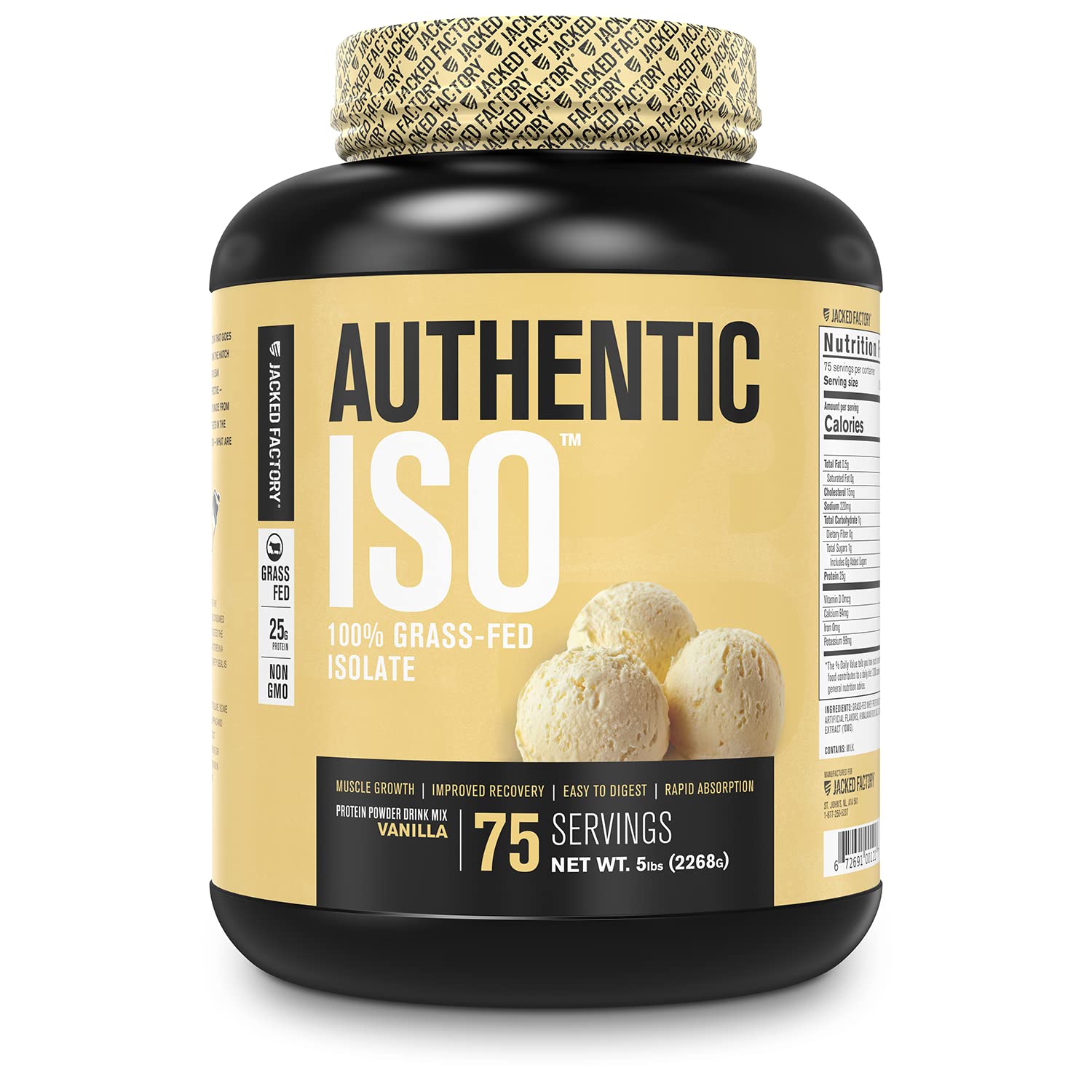 Prime Members - 5lb Authentic ISO Grass Fed Whey Protein Isolate Powder $33.49 at Jacked Factory via Amazon