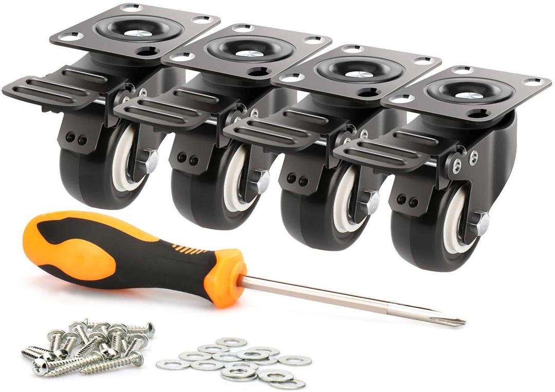 2" Swivel Caster Wheels with Safety Dual Locking and Polyurethane Foam No Noise Wheels (Pack of 4) $14.39
