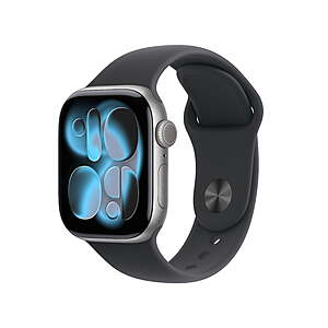 Apple Watch Series 11 [GPS + Cellular 42mm] Smartwatch with Space Gray Aluminum Case with Black Sport Band - M/L $349.97