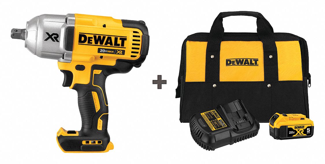 DEWALT 20V MAX XR Brushless High Torque 1/2" Impact Wrench + 5ah battery and chager $282