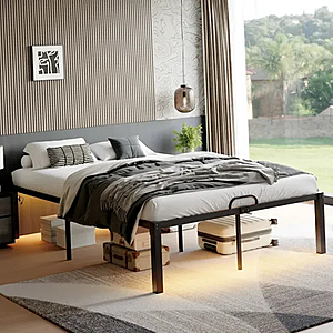 Pinmoco Queen Metal Platform Bed Frame with 16.5'' Large Under Bed Storage $34.2