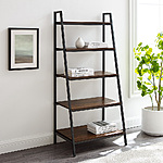 Walker Edison - 56” Contemporary Metal and Wood Ladder Bookshelf - Dark walnut $30.99 + Free Store Pickup