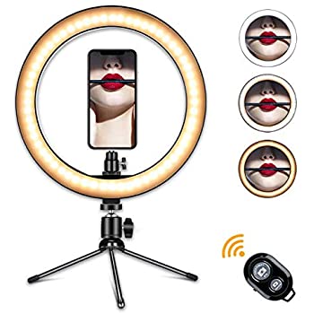 Selfie Ring Light with Tripod Stand & Phone Holder for Live Streaming - $9.99 AC