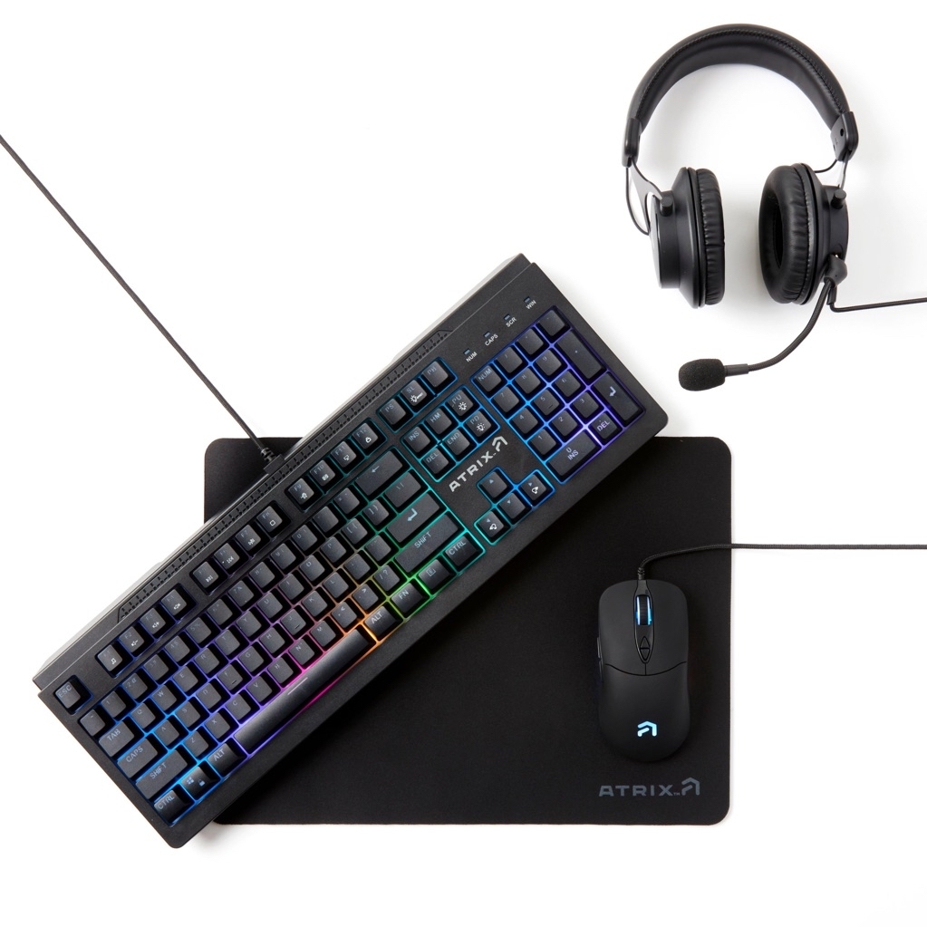 Atrix PC Gaming Bundle with L-Series Wired Gaming Headset, Wired Gaming Keyboard with RGB, 7-Button Wired Gaming Mouse, and Mouse Pad - $37.78