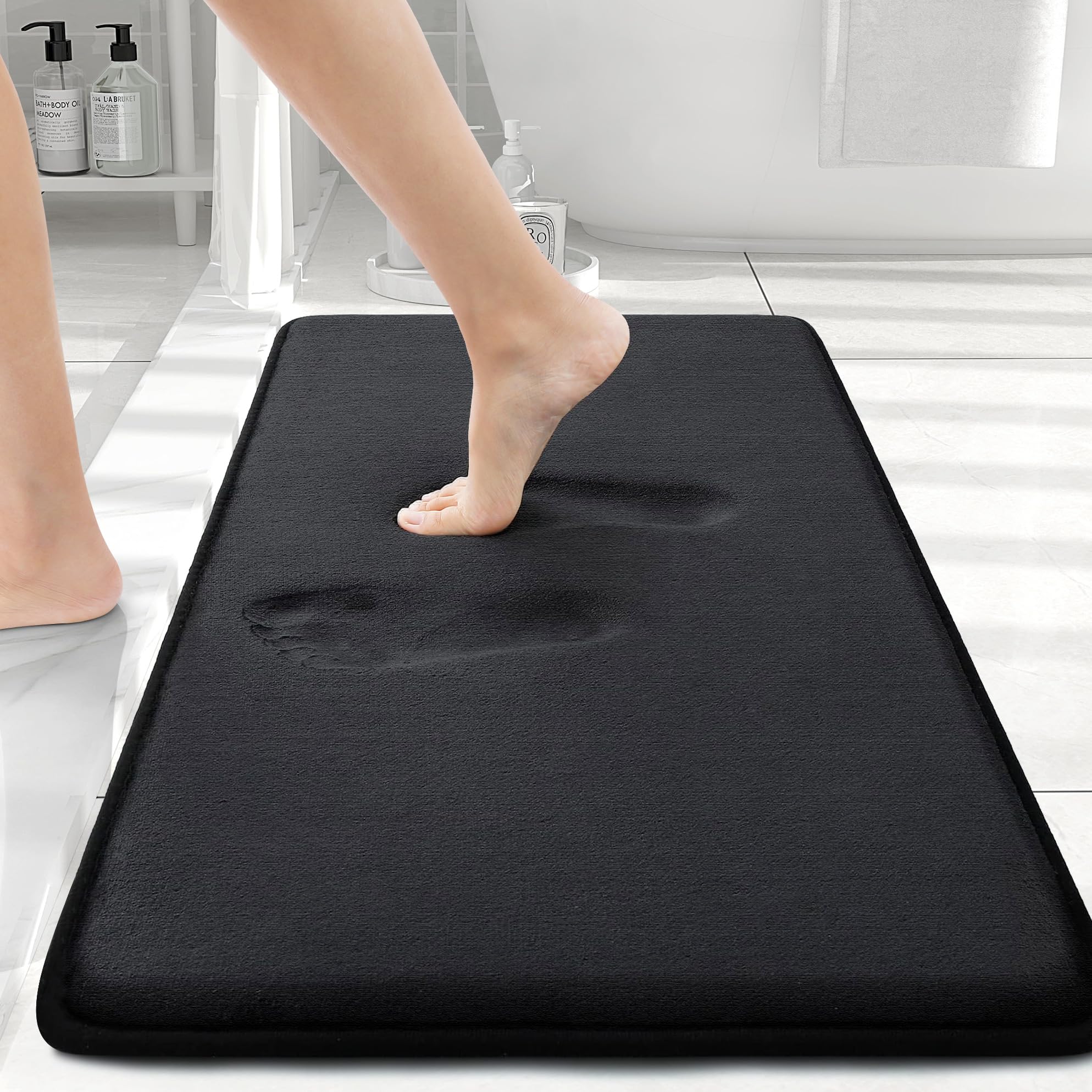 30" x 20" smiry Memory Foam NonSlip Bath Mat (Black)