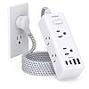 Power Strip 900 Joules Surge Protector - One Beat 6 Wide  Outlets with 4 USB Ports (2 USB C), 5 Ft Extension Cord Flat Plug,  ETL Cert. $8 Prime Shipped